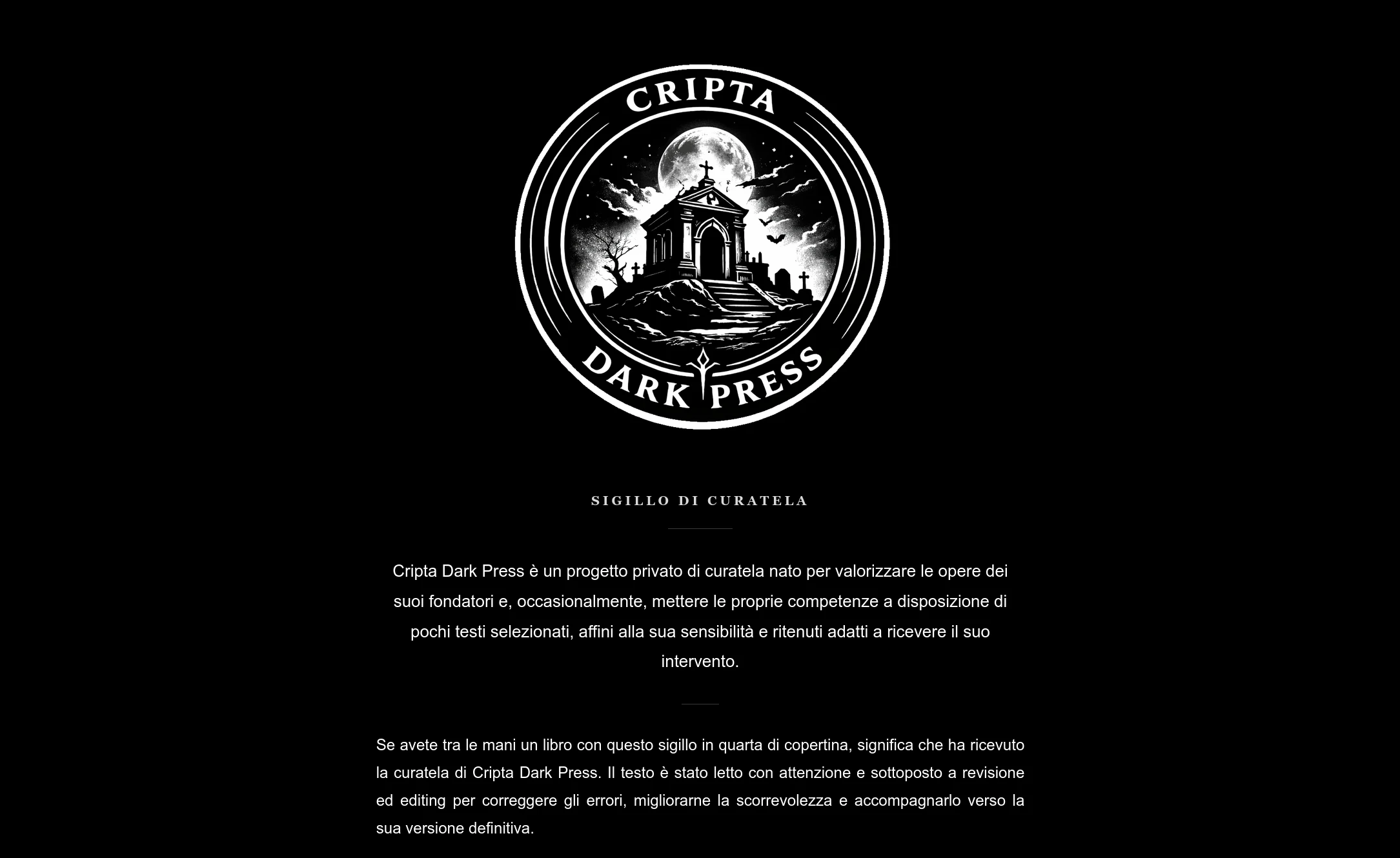 Screenshot sito Cripta Dark Press