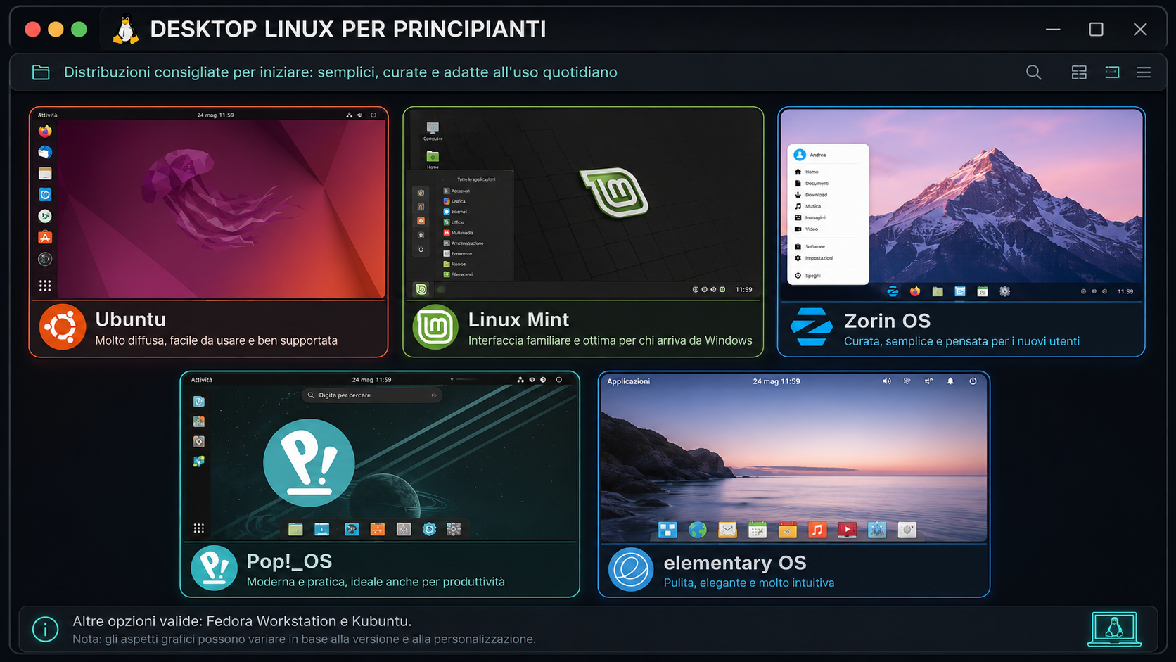 Loghi delle principali distribuzioni Linux