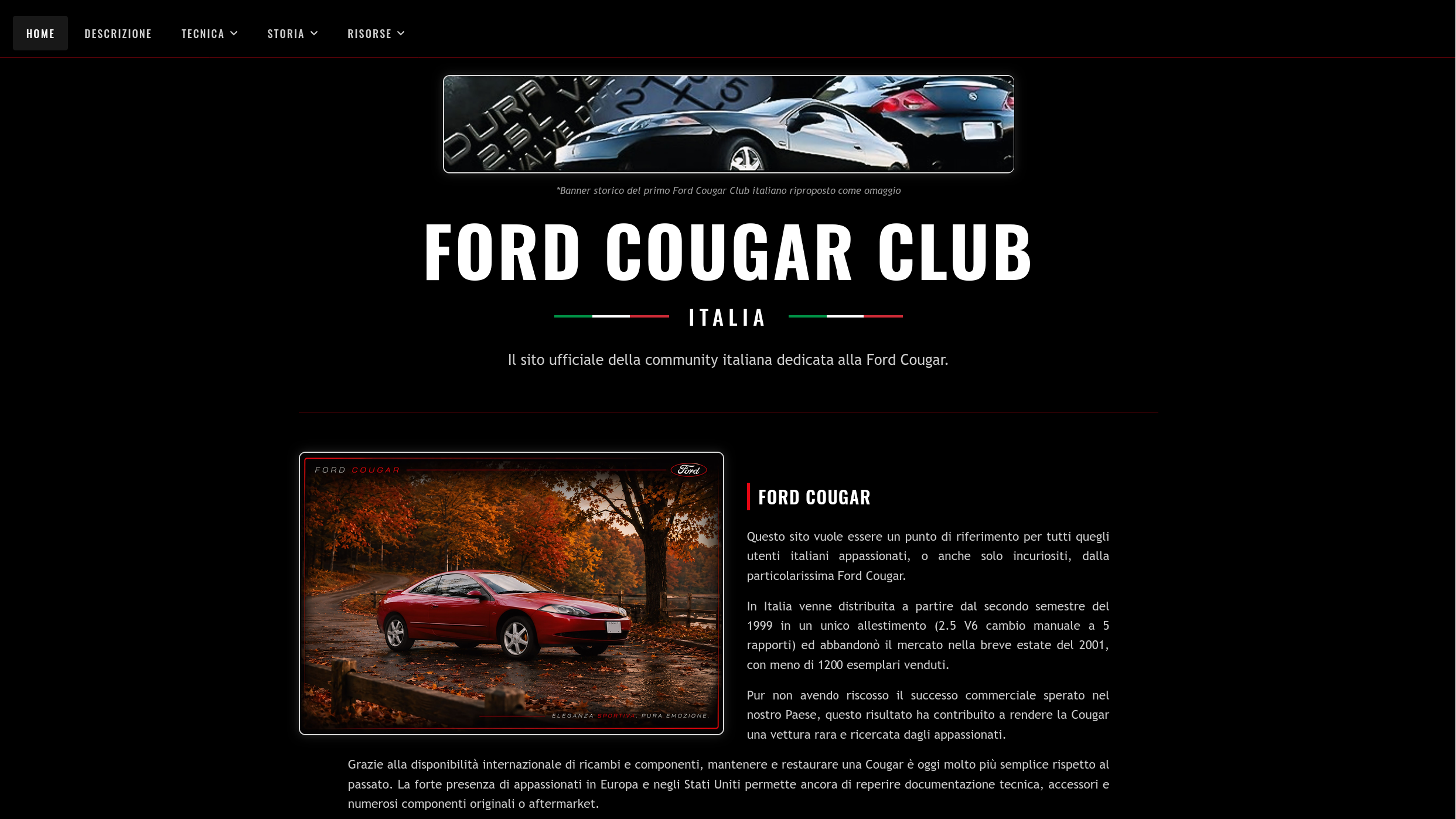 Screenshot sito Ford Cougar Club Italia