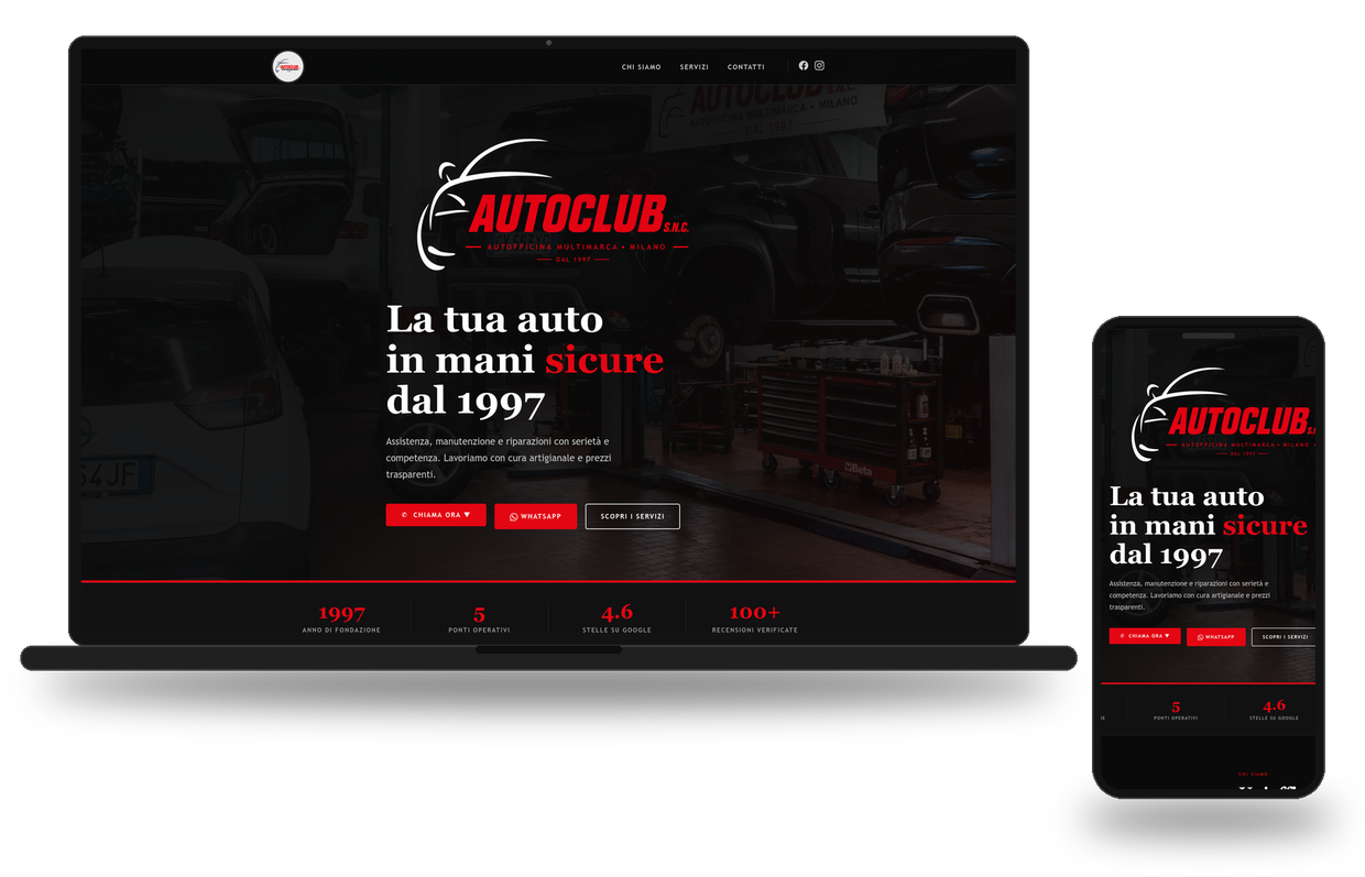 Il sito Autoclub SNC su laptop e smartphone