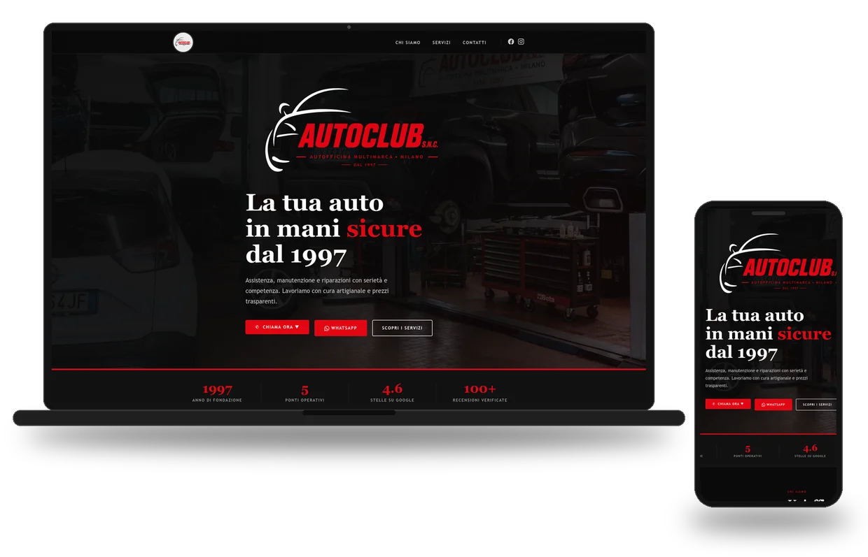 Il sito Autoclub SNC su laptop e smartphone